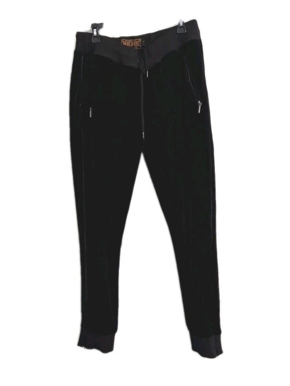 Akoo Large Black Soft Velvet-feel Joggers   Zippers, Button Fly EUC
